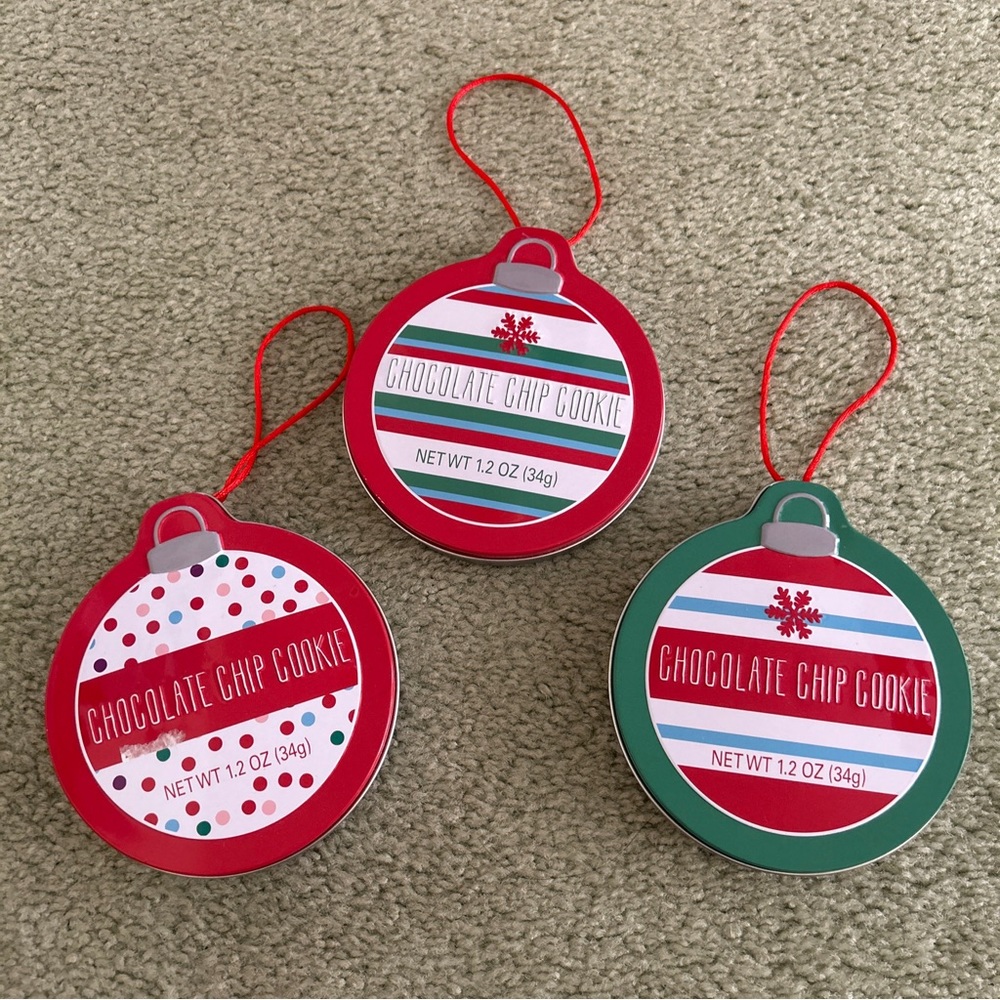 Lot of 3 empty Chocolate Cookie Ornament Tin box for Christmas